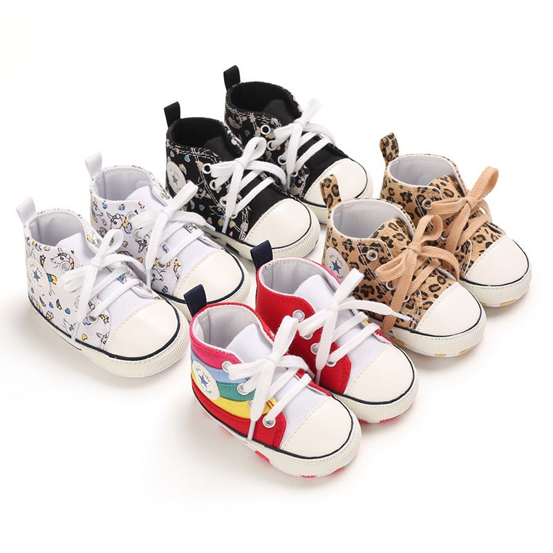 New Baby Shoes Boys Girls Classic Canvas Casual Sneakers Kidszworld Newborn First Walker Toddler Soft Sole Non-Slip Walking Shoes 0-18 Months K0451