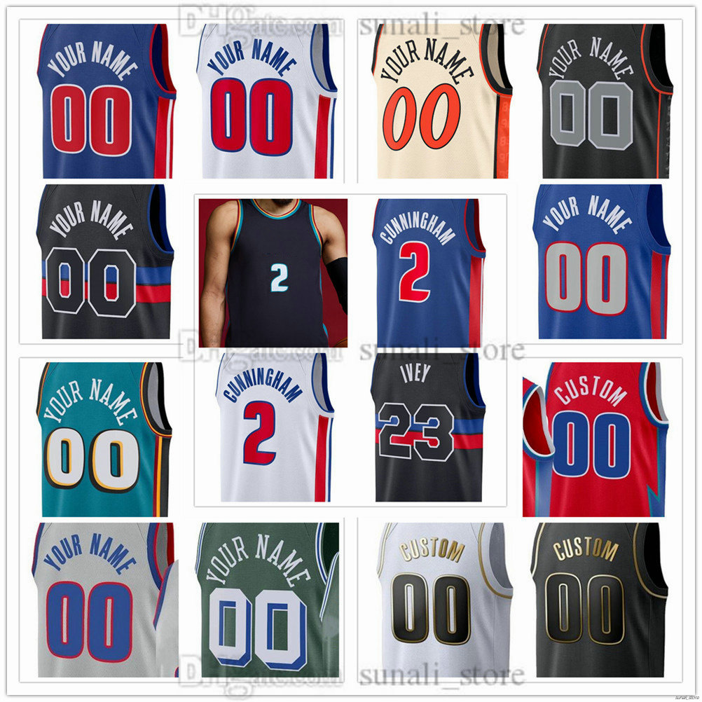 Men XS-6XL Basketball Jerseys Cade 2 Cunningham Isaiah 28 Stewart Jalen 0 Duren Jaden 23 Ivey Tobias 12 Harris Ausar 9 Thompson Caris 8 LeVert Javonte 31 Green Printed