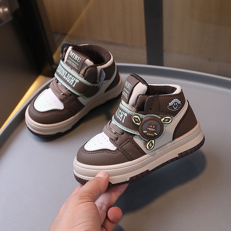 Kids High Top Sport Shoes For Boys And Girls Soft Soles Non-slip And Wear-resistant Kidszworld Running Sneakers Fashionable Color Toddler Shoes Sizes 