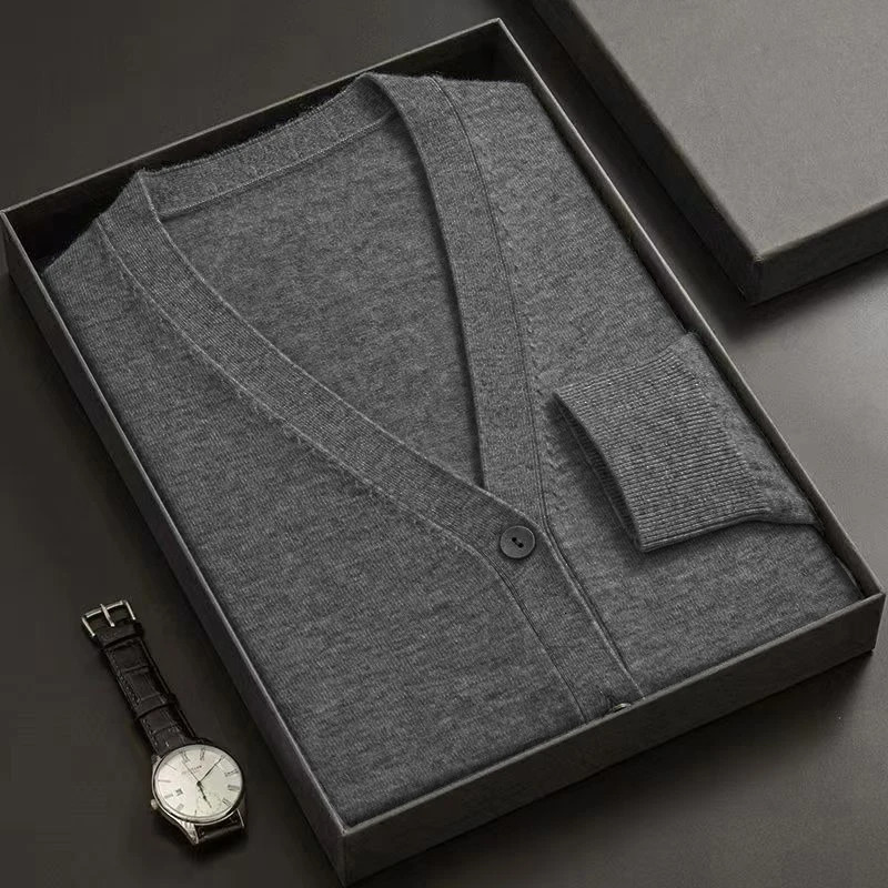 Mens Cardigan Sweatercoat VNeck Long Sleeve Button Down Knitted Sweaters Lightweight Solid Color Winter Thick Outerwear 250929