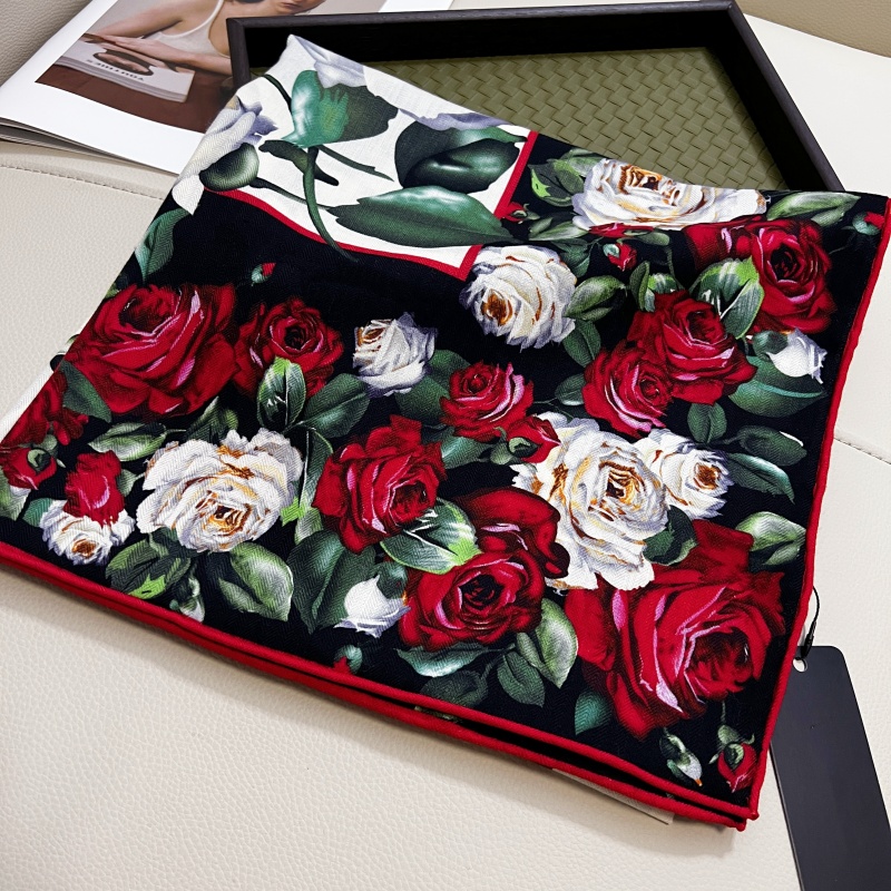 women's square scarf scarves shawl cashmere material print rose pattern size 130cm - 130cm