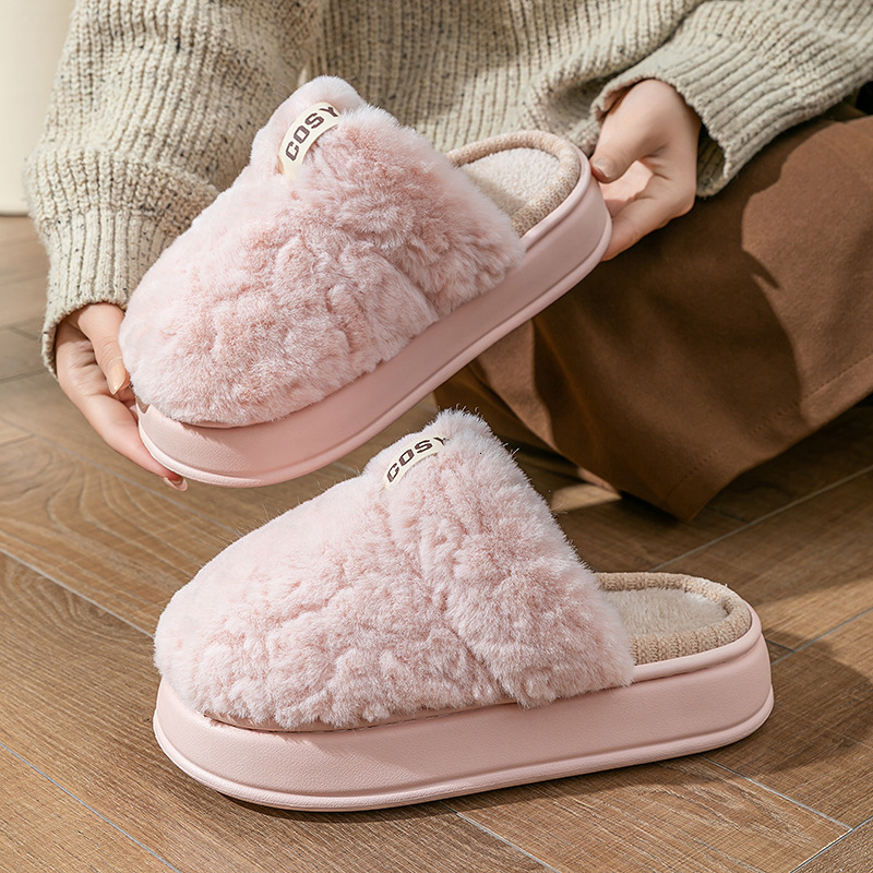 Thick-Soled Cotton for Women, Autumn Winter 2025 New Style, Outdoor and Indoor Use, Non-Slip, Fleece-Lined, Thickened, Warm, Plush Slippers ddmymarket