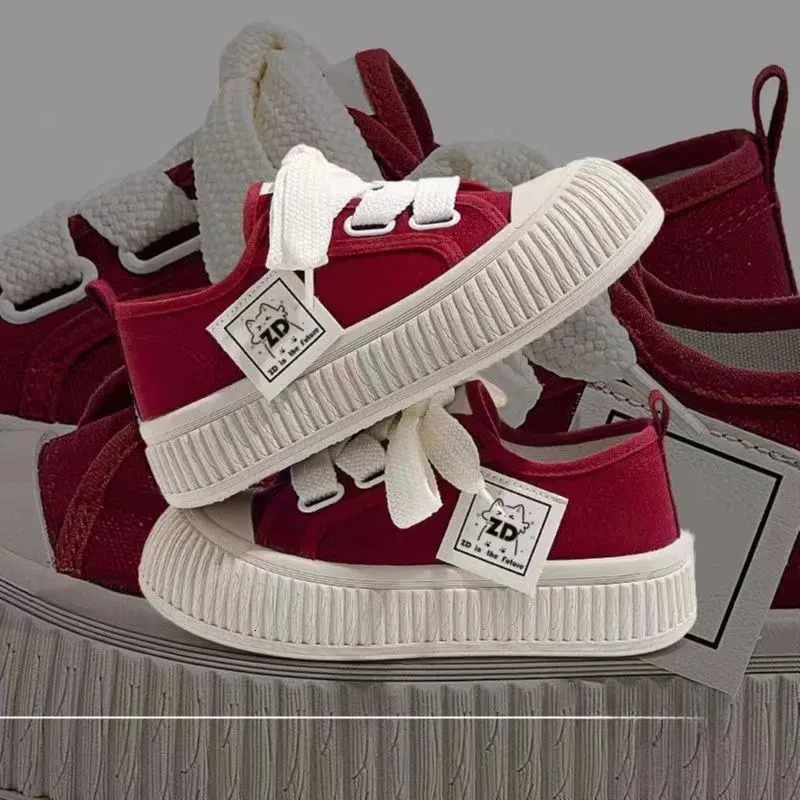 Sneakers Women Shoes for Woman Thick Soled Canvas Shoes Trend Lady Breathable White Trainers Student Casual Board Shoes 250930