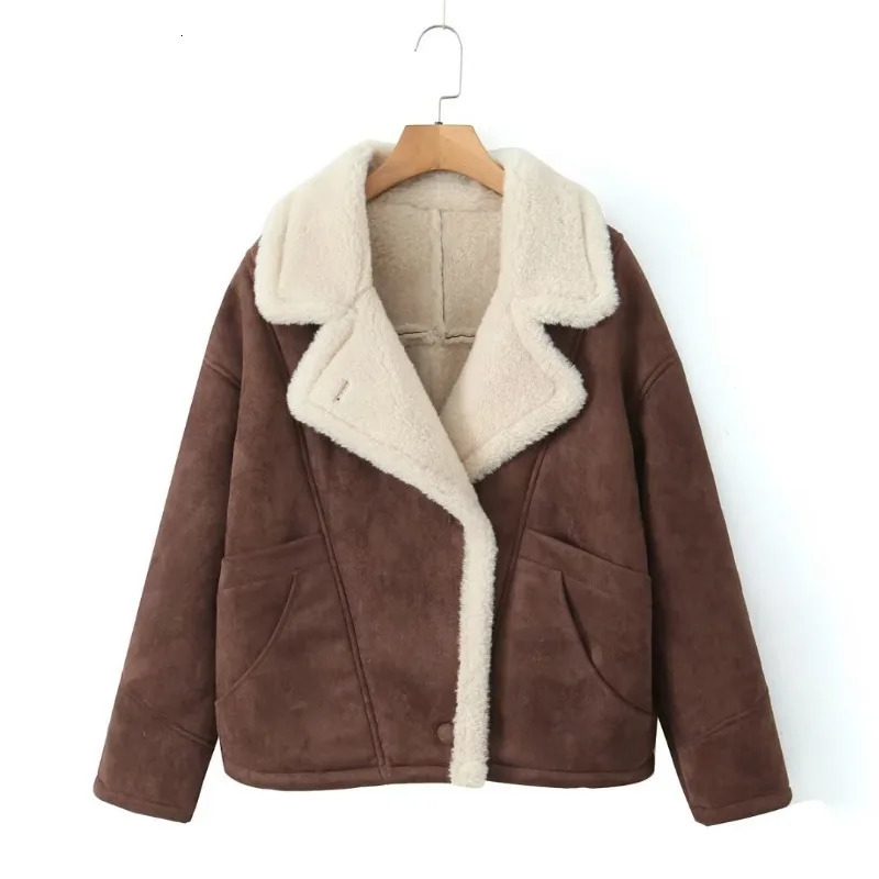 Womens Clothing Autumn Winter Faux Fur Coat Fleece Trendy Loose Warm Retro Sheepskin Comfortable Jackets 250930