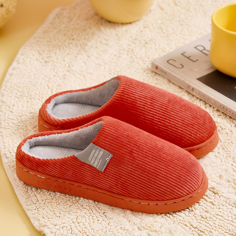 Cotton Home Use, Spring, Autumn, Winter, Indoor, Women's Non-Slip Thick Sole, Couples' Men's Indoor Maternity Furry Slippers for Winter