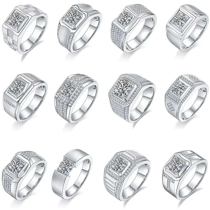 ANSTER Jewelry Dia Men 3ct VVS Moissanite Dias Hip Hop Band Ring