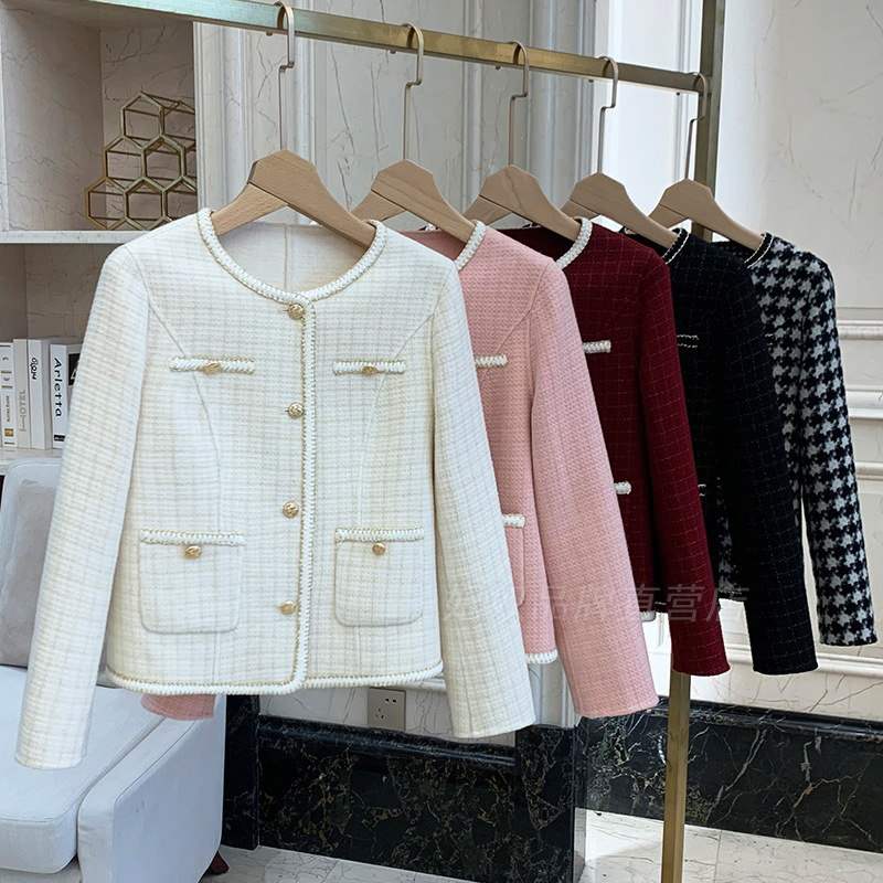 2025 plaid jacket coarse wool short jacket designer jacket women's new autumn and winter wool short jacket autumn and winter new luxury jacket