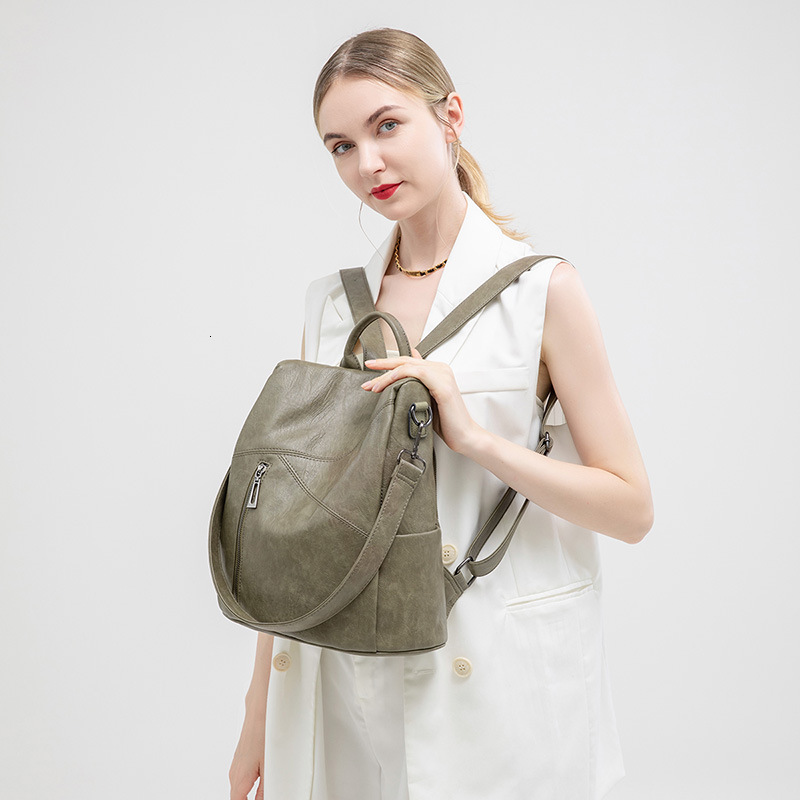 Luxury Bag Designer Bag Korean Style Backpack For Women New 2025 Summer Versatile Soft Leather Backpack Large Capacity Casual Anti-theft Travel Bag Mu