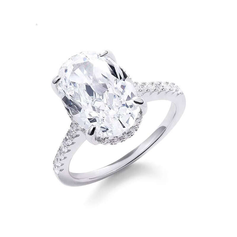 Women's Rectangular Crystal Pure Silver White Moissanite Ring Wedding Simple Engagement Ring Party Jewelry