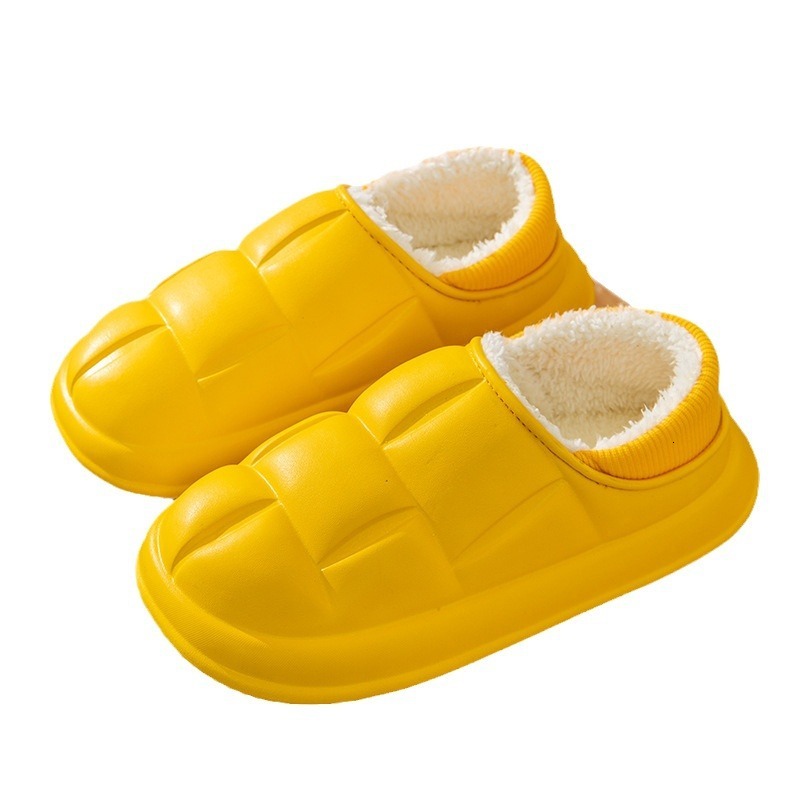 EVA Home Slippers Waterproof Dirt-Resistant Plaid Style Indoor Heel Cotton for Women Fleece-Lined Thickened Warm Maternity Shoes ddmymarket