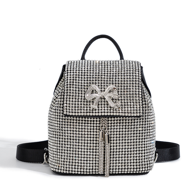 Designer Bag 2025 New Rhinestone Bag For Women Fashion Simple Inlaid Diamond Backpack Bowknot Luxury Bag Tassel Shiny Diamond Evening Bag Wholesale