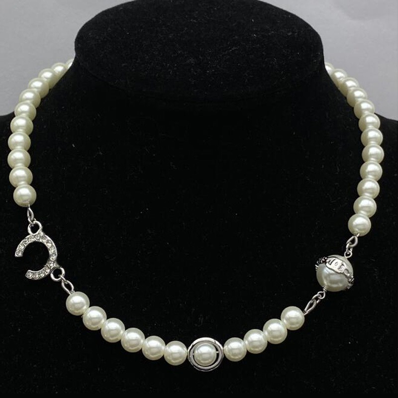 Women Jewelry Metal Fashion Designer Pearl Necklace Gold Letter Pendant Necklace Chan Jewelry Gifts
