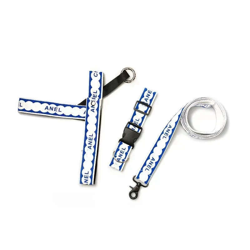 2025 new No Pull Designer Harness and Leashes Set Durable Pets Dog Collar Leash Long Rope Printed Letter Pattern Collars for Small Medium La