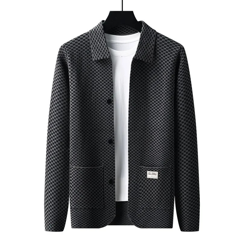 Autumn Turndown Collar Knitted Cardigan Jacket Mens Casual Versatile Korean Style Student Slim Fit Top 250929