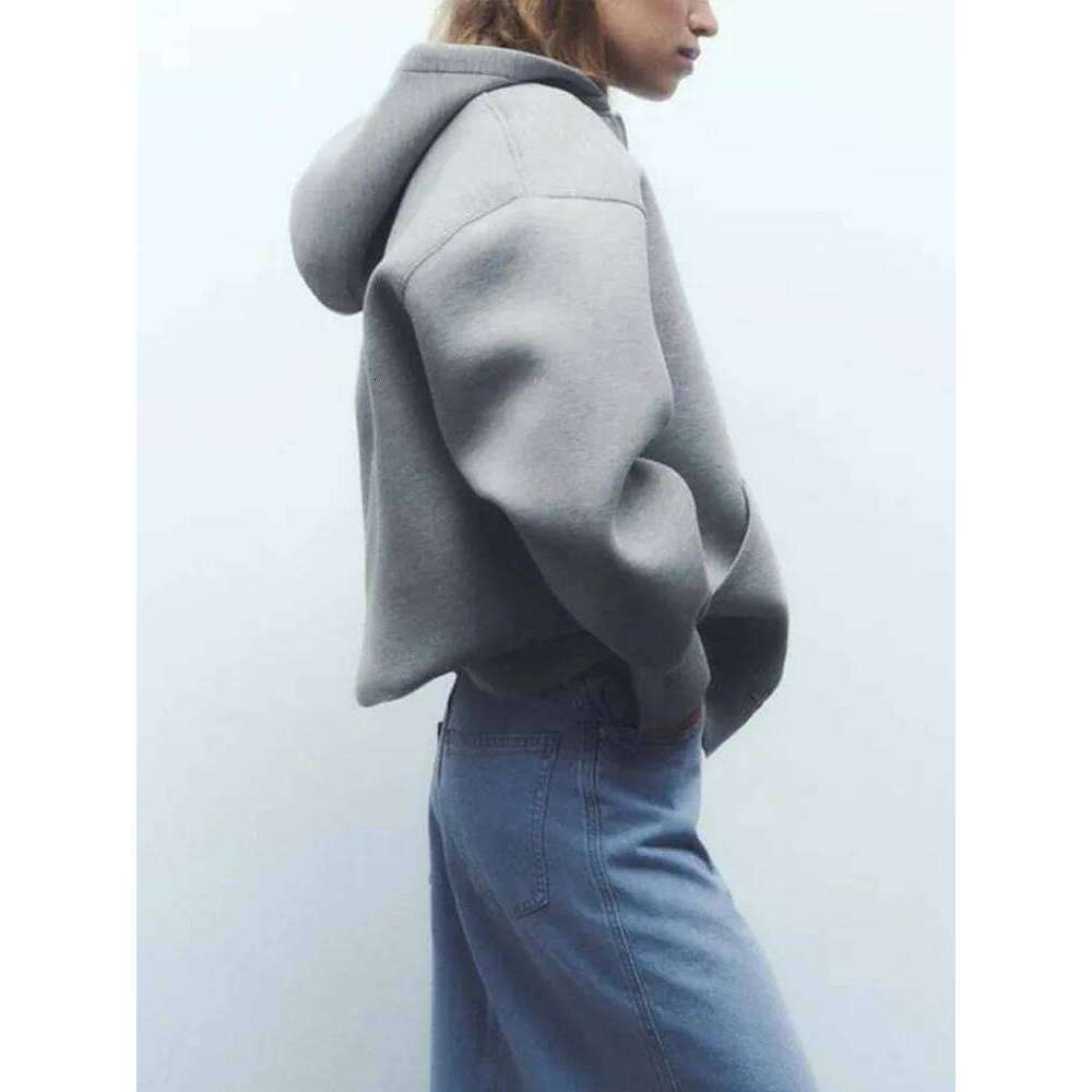 Women's Versatile Hooded Zip Long Sleeve Loose Jacket Fashion Oversized Casual Top Sweatshirt Street Basic Sports Wear