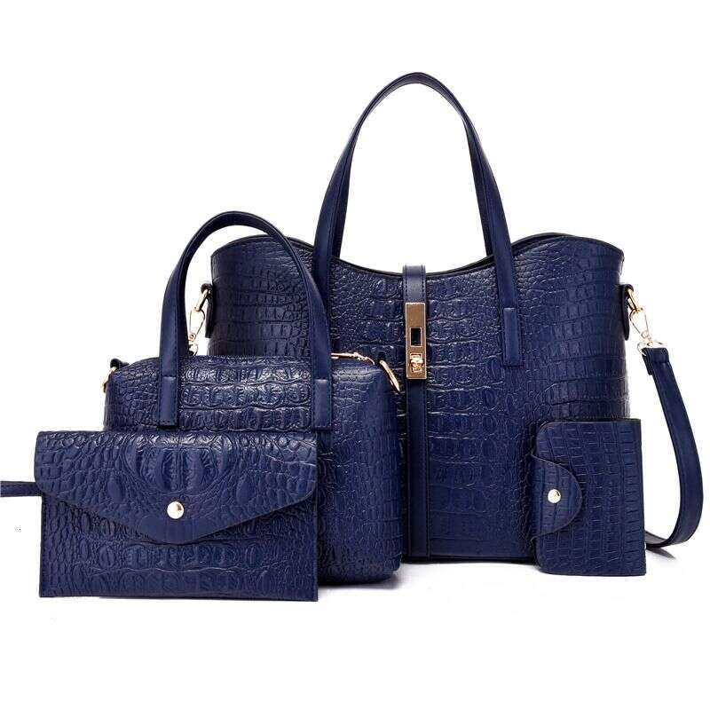 Women's Fashion Crocodile Pattern Mother-And-Daughter Four-Piece Set Handbag Single Shoulder Messenger Bag
