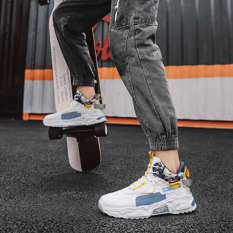 High Top Street Walking Shoes for Men Culture Casual Sneakers Mens Sports Sneaker Fashion Laceup Color Matching Platform Shoes Z250930
