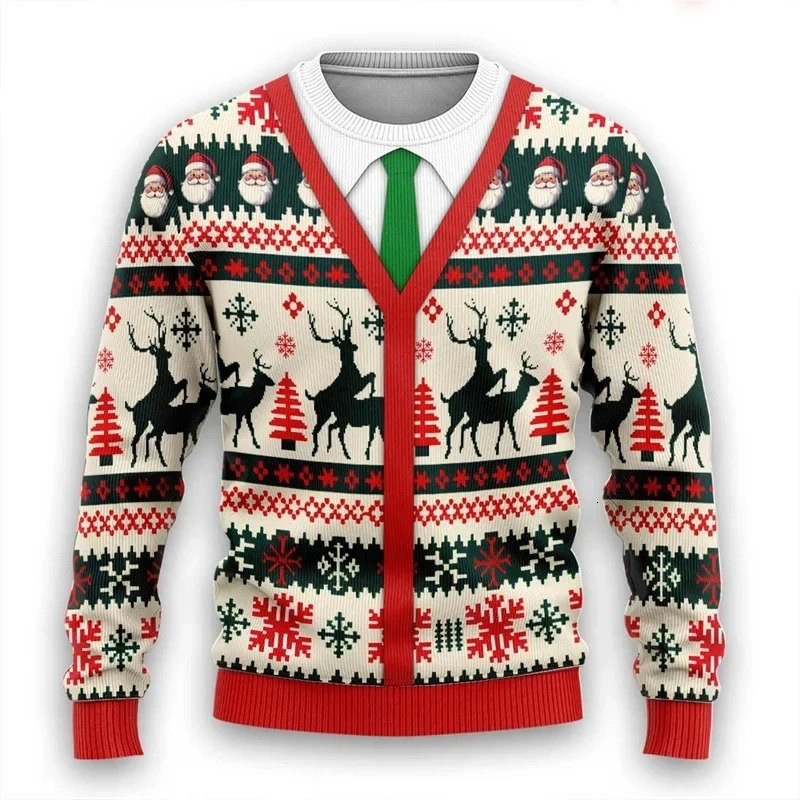 Christmas and winter Christmas sweater ugly sweater informal and stylish Christmas neck for men and women 3D 250930