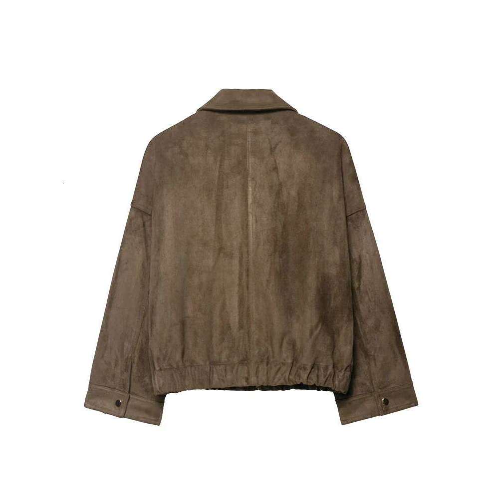 Women's Bomber Jacket Long Sleeve Zipper Suede Jackets For Women 2025 High Street Short Coats Lady Autumn Leisure New Outerwears