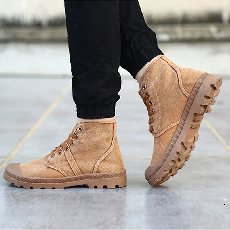 Autumn Early Winter Boots Men Canvas Shoes High top Casual Shoes Fashion Mens Boots Male Ankle Botas A215 250930