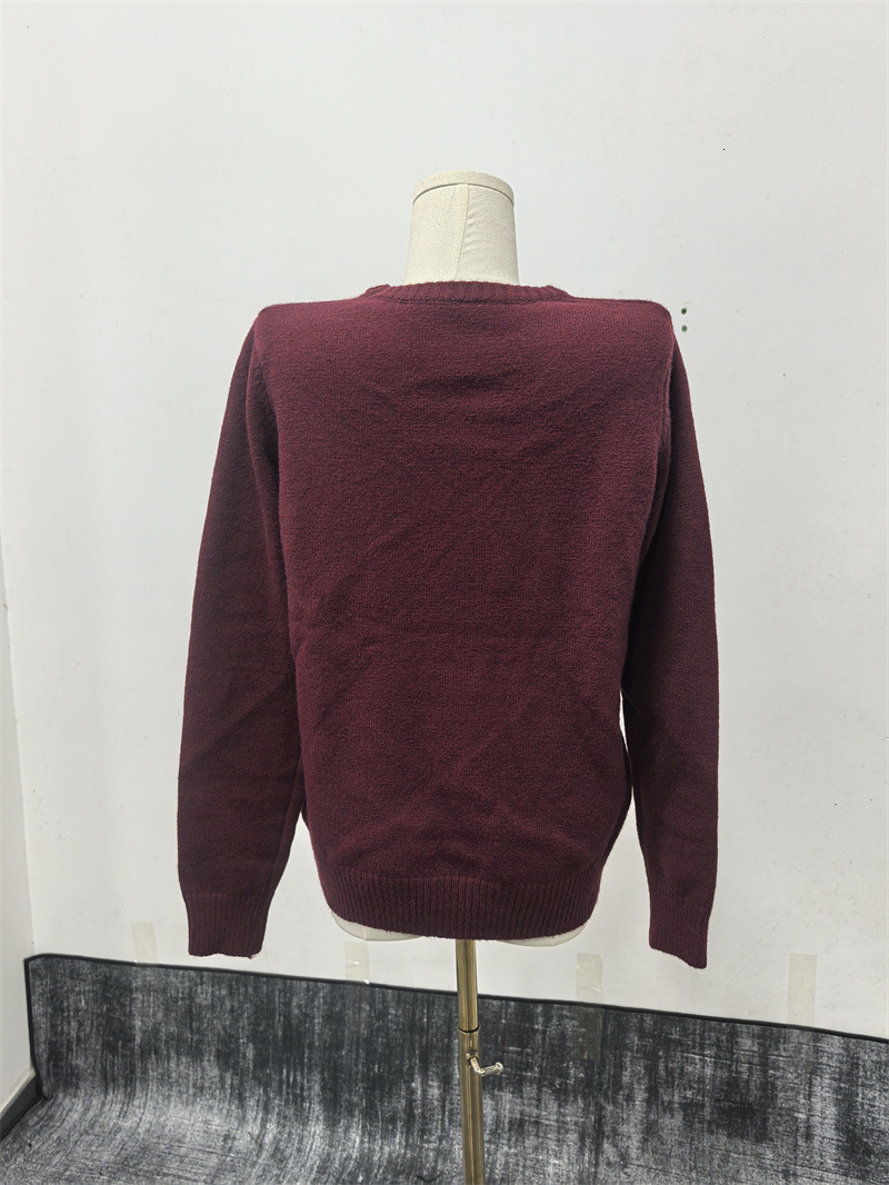 Autumn&Winter New Women's Clothing Teddy Bear Embroidery Round Neck Slim Fit Cartoon College Style Knitted Sweater Top ddmythur ddmythur ddmythur