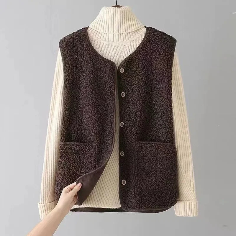Lamb Fur Particle Velvet Womens Vest Jacket Early Spring Fashionable Personality Leather Integrated Outdoor 250930