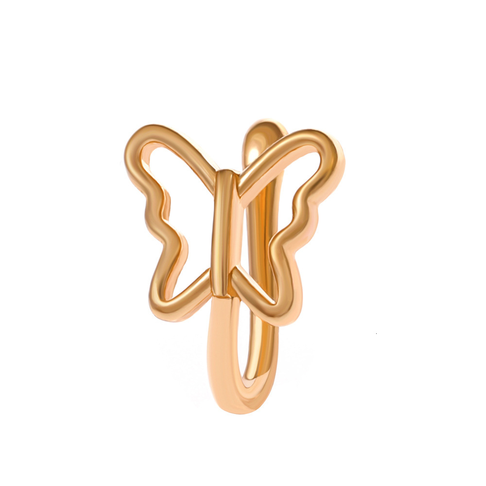 Non-Piercing Clip Ring Copper Inlaid Zircon U-Shaped Leaf Butterfly Nose Stud Piercing Jewelry