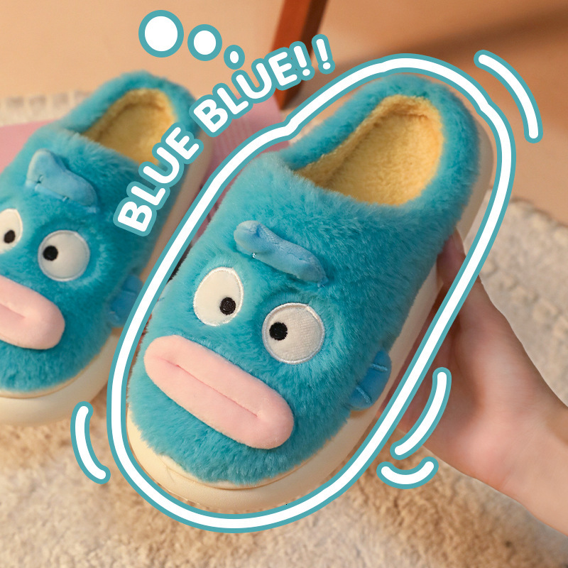 Slippers with Heel Women Winter Cute Couple Internet Celebrity Home Indoor and Outdoor Non-Slip Warm Furry Maternity Cotton Shoes for Men ddmymarket