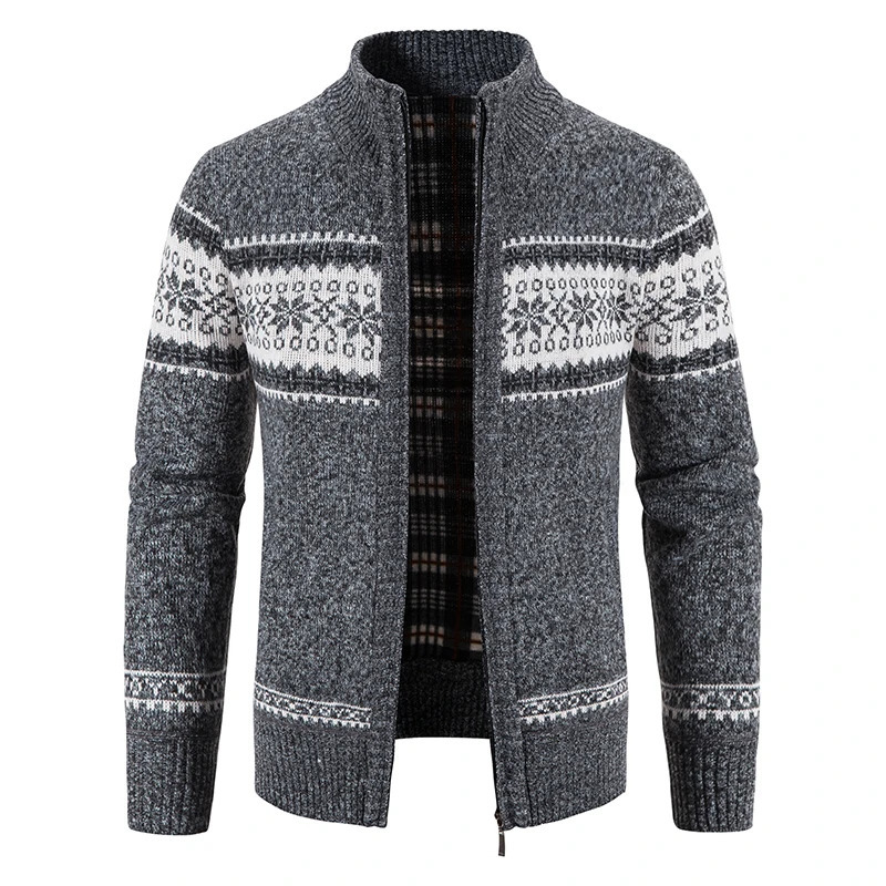 Winter Mens Fleece Cardigan Christmas Knit Sweater Coat Business Casual Jacket High Quality Male Wool Cashmere Clothing 250929