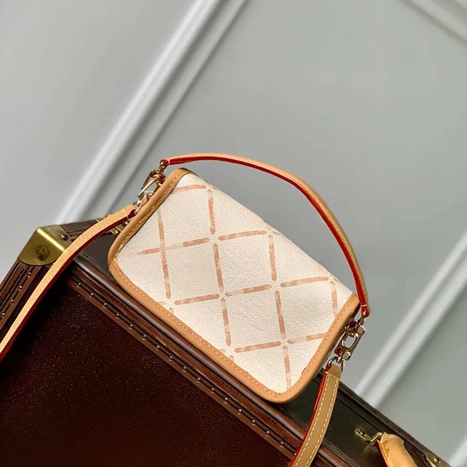 Nano Mirror quality Mini handbag designer 19CM shoulder Coated canvas genuine leather Flip bag