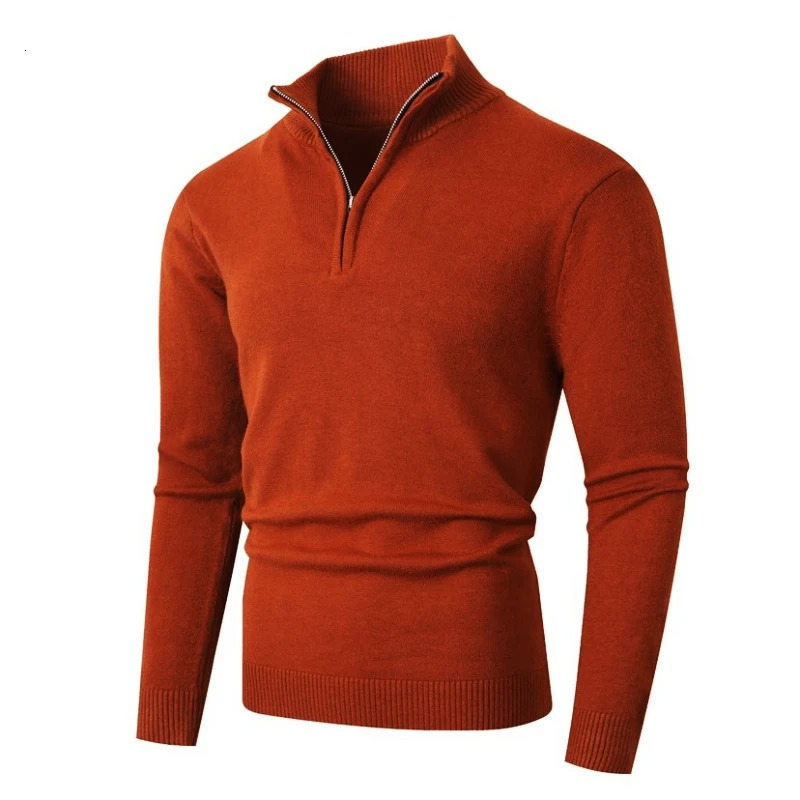 Mens Quarter Zip Pullover Sweater Lightweight Mock Neck Slim Fit Knit Casual Polo Sweaters Solid Color Cardigan 250929