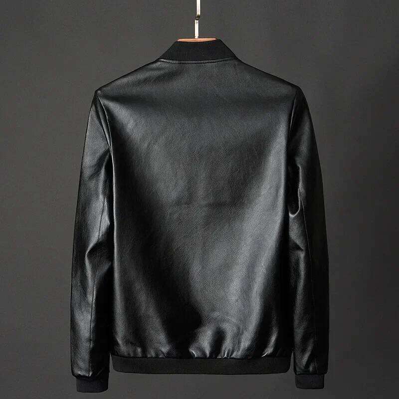 Autumn New Black Biker PU Coat Korean Fashion Men Pu Leather Jacket Trend Casual Fit Slim Baseball Clothes 8Xl