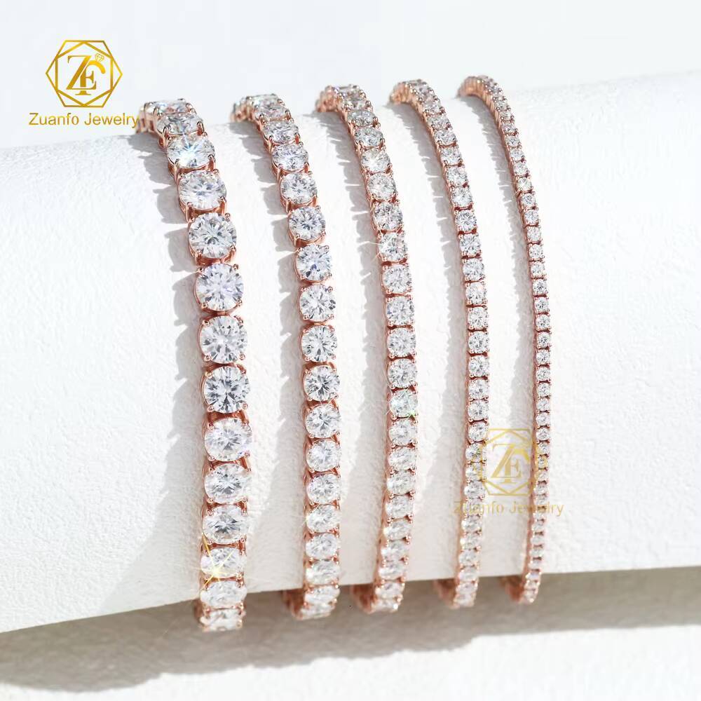 Pass Diamond Tester VVS Clarity Moissanite Bracelet Bangle Rose Gold 925 Silver Moissanite Clustered Tennis Chain