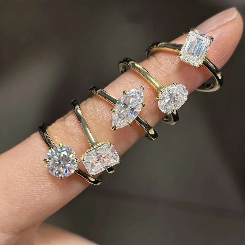 Igi Certified Lab-Grown Solid Gold Oval Marquise Cut Synthetic Engagement Cvd Lab Grown Dia Ring