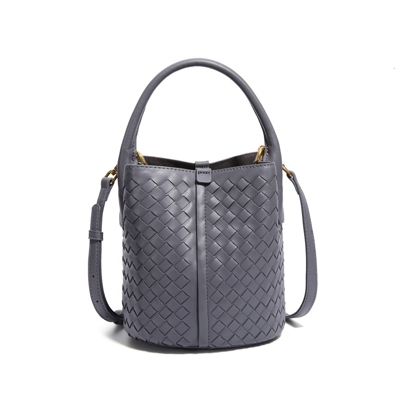 New Handwoven Handheld Bucket Casual Versatile Mother-Daughter Simple Light Luxury Single Shoulder Crossbody Bag