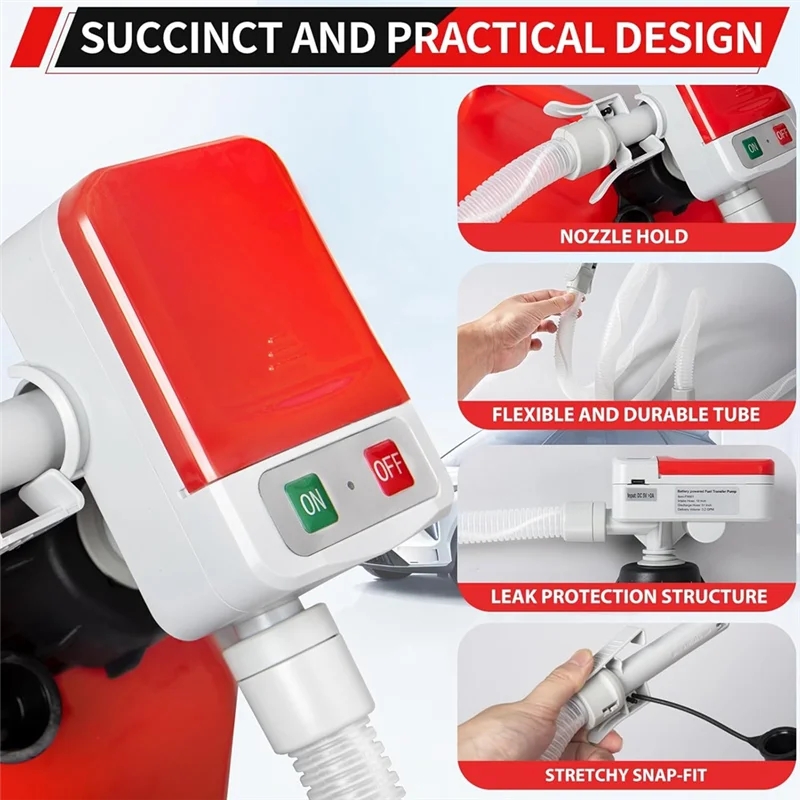 4th Gen Gas Can Fuel Transfer Pump Electric Pump Electric Fuel Hose Diesel Oil Pump 4 Adapters For Oil, Battery USB