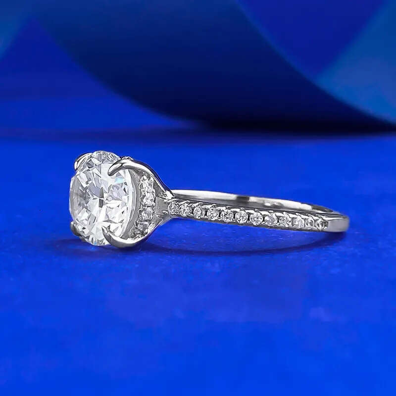2025 Rulalei Brand New Top Sell Sparkling Lady Jewelry Geuine 100% Sterling Sier Oval Cut White Moissanite Dia Eternity Women Bridal Wedding Ring