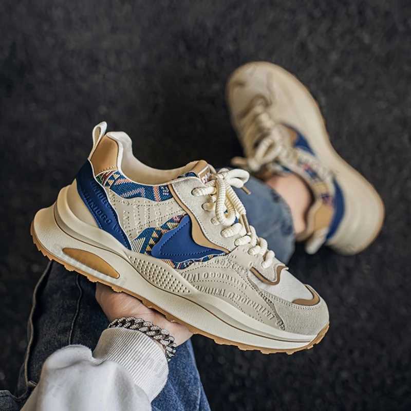 Men Sneakers 2025 Spring Autumn New Comfortable Outdoor Non Slip Running Shoes Trend Wearresistant Vintage Lace Up Casual Shoes Z250930