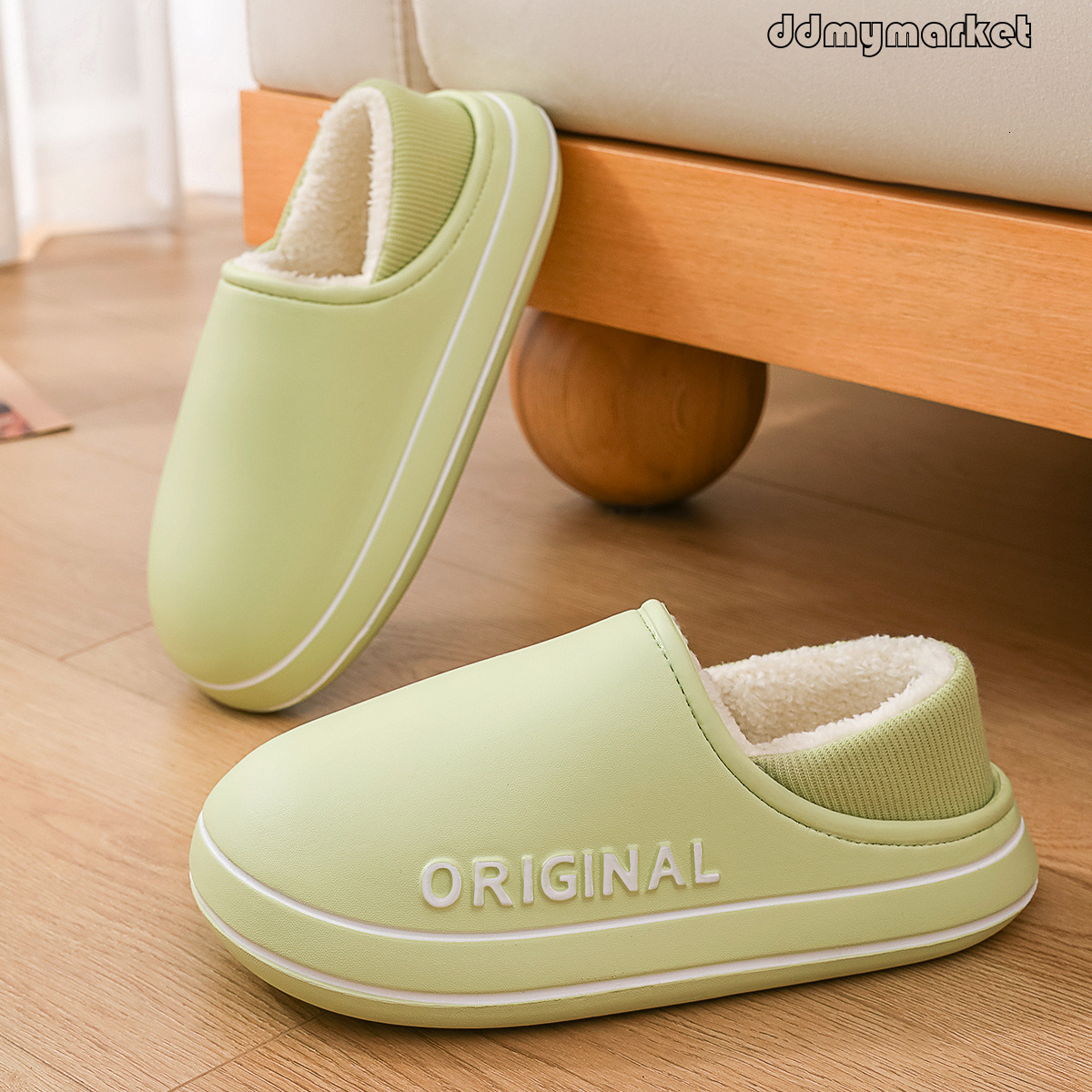 Waterproof Dirt-resistant Non-slip Men, Autumn and Winter New Style, Couples Indoor Home Cotton Slippers with Heel for Men ddmymarket
