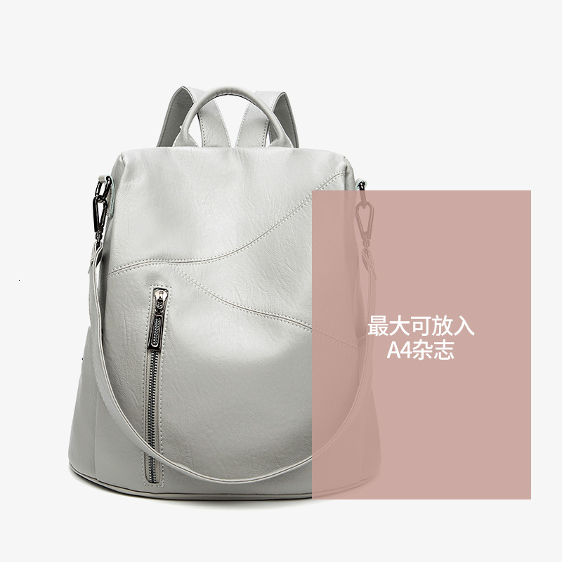 Luxury Bag Designer Bag Korean Style Backpack For Women New 2025 Summer Versatile Soft Leather Backpack Large Capacity Casual Anti-theft Travel Bag Mu