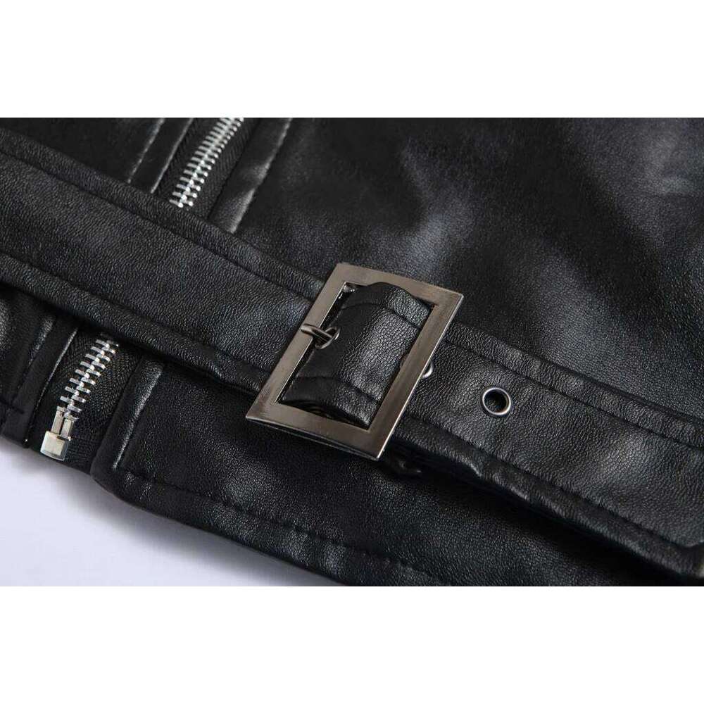 Men PU Jacket Motorcycle Fashion Slim Fit Leather Coat