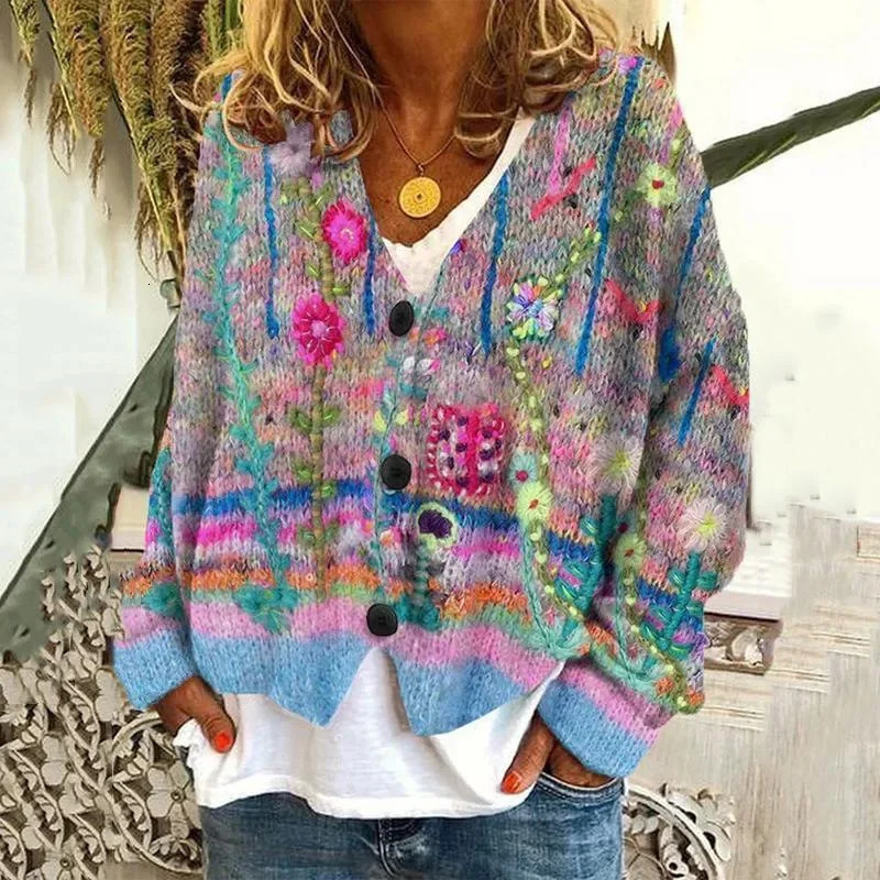 Christmas Sweater Fashion Print Casual Style Cloak Coat Cardigan Long Sleeve Streetwear Y2k Top Outerwear Clothes 250930