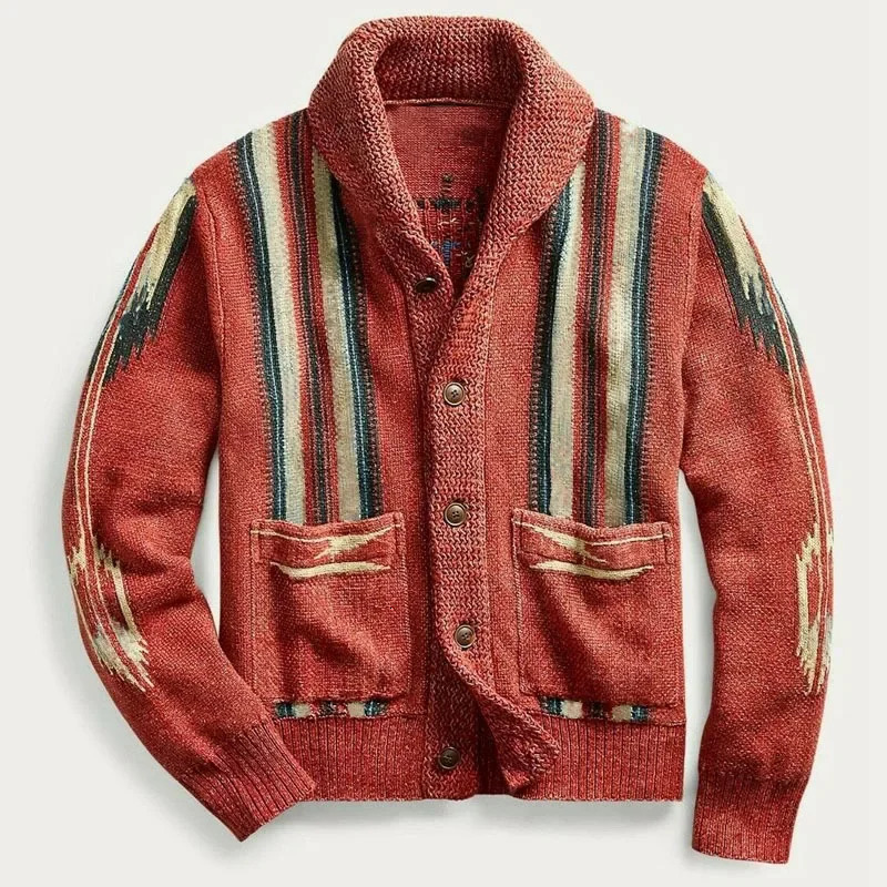 Fashion Men Streetwear Cardigans Sweaters Coats Autumn Man Outwear Casual Retro Jacquard Sleeve Knitted 3 250929