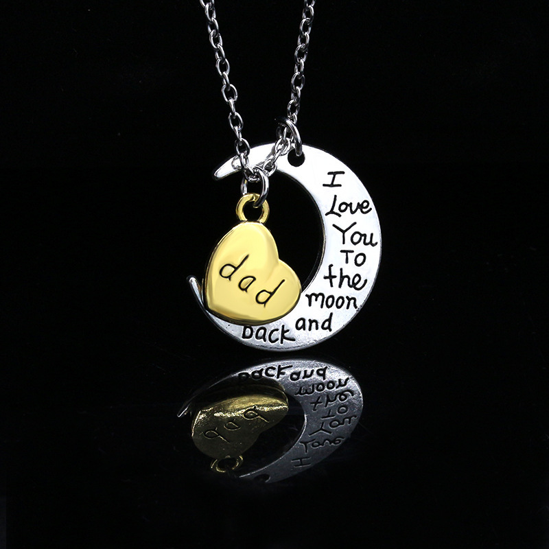 New Moon Heart Letter Family Necklace Fashion Trend Jewelry Accessories