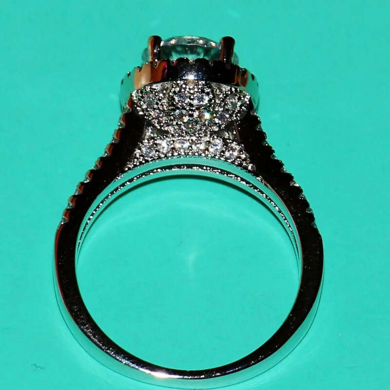 Victoria Wieck Pave setting Vintage Jewelry Sterling sier Round Topaz Simulated Dia Wedding Engagemet Rings for Women Size 5-11