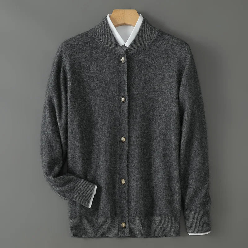 100 Mink Cashmere Sweater Knit Cardigan Men Stand Collar Long Sleeve Autumn and Winter Casual Mens Clothing Business Coat Top 250929