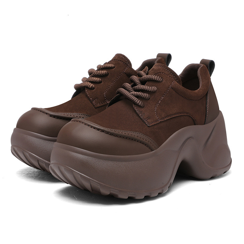 New women's small round toe trendy thick soled casual sports shoes, height increasing elegant women's shoes, trendy designer shoes