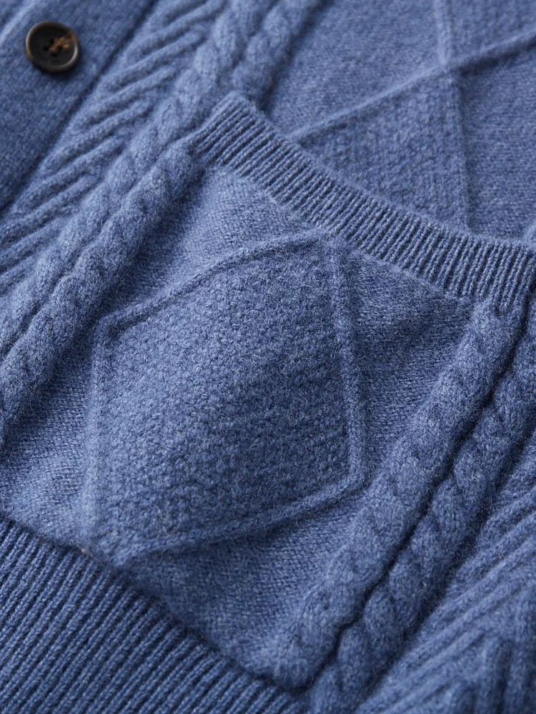 Men Wool Sweater Cardigan Smart Casual Autumn Winter Long Sleeve 100 Merino Knitwear Thick Cashmere Soft Twist Flower Tops 250929