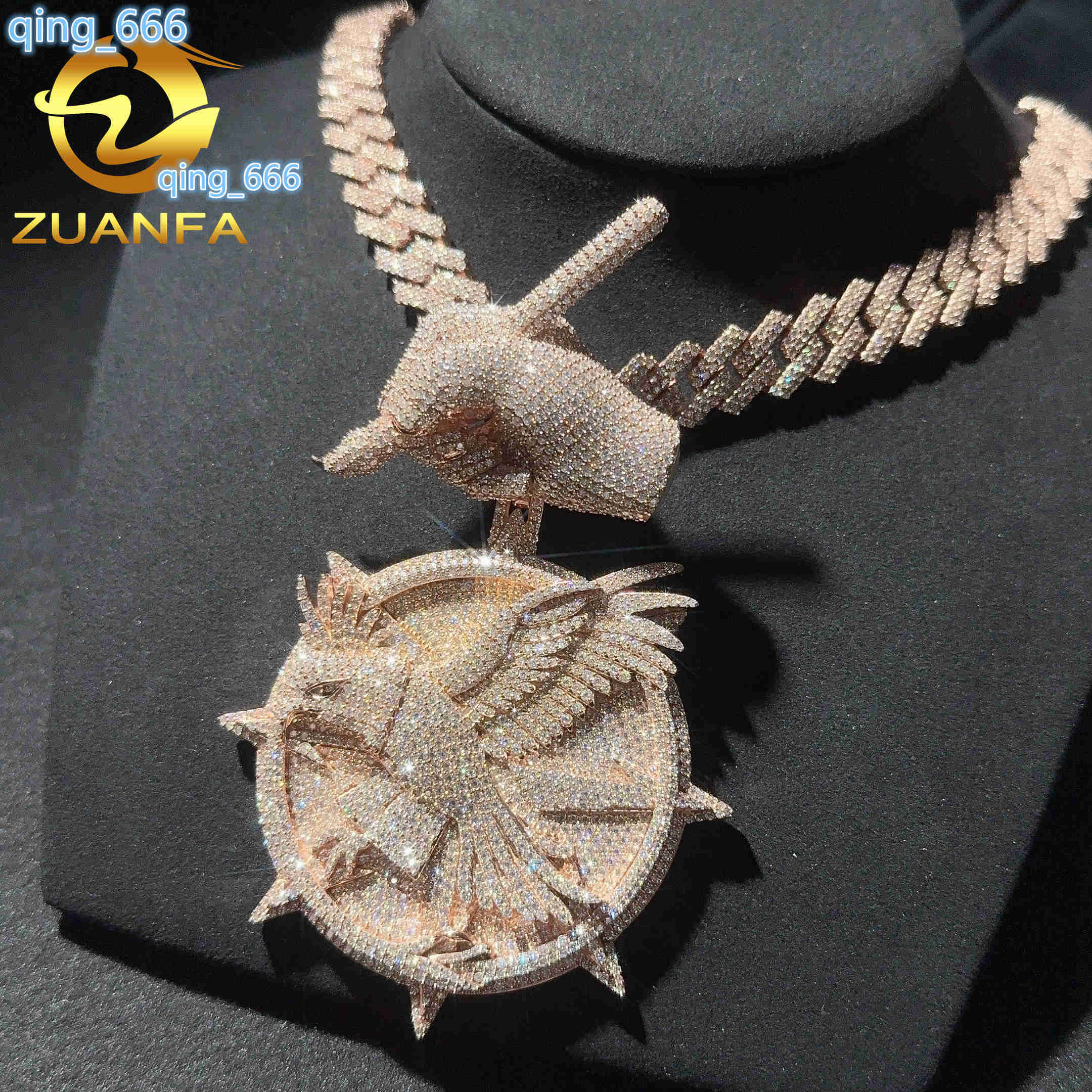 Super Big Hip Hop Pendant a Stroke of Genius Rose Gold Moissanite Diamond Iced Out Pendant 925 Silver Luxury Bird Pendant