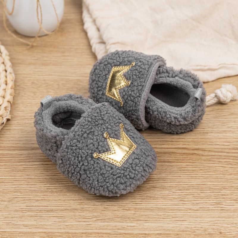Fashion Design Crown Winter Lamb Down Newborn Baby Girls Boys Kids Toddler Shoes Warm and Non Slip First Walker shoes 0-18M Months K0021